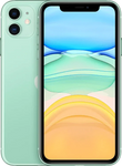 Groene iPhone 11 met dual camera en kleurrijk scherm, refurbished smartphone productfoto
