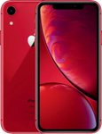 Rode iPhone XR smartphone, voor- en achterkant, productfoto tegen witte achtergrond