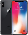 Zwarte iPhone X met tweevoudige camera en kleurrijk vergrendelscherm, refurbished smartphone