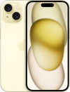 Gele iPhone met dubbele camera, geel en goud design, refurbished smartphone