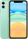 Groene iPhone 11 met dual camera en kleurrijk scherm, refurbished smartphone productfoto