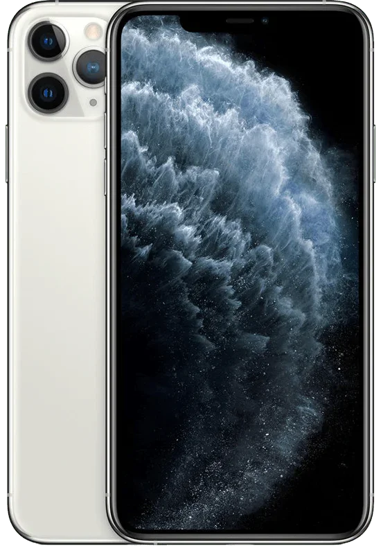 Refurbished iPhone 11 Pro zilver met drievoudige camera en OLED-scherm, voorkant en achterkant