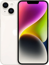 Witte iPhone 14 met dual camera, kleurrijk scherm, moderne smartphone design