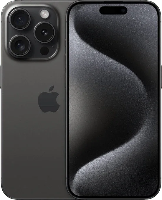 iPhone 15 Pro zwart met drie camera's en modern scherm, geavanceerde smartphone