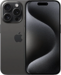 iPhone 15 Pro zwart, voor- en achterkant, triple camera, modern design