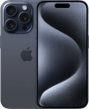 iPhone 15 Pro in blauwe kleur met drie camera's en modern schermontwerp