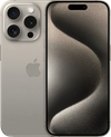 iPhone 15 Pro in zilver, triple camera en modern display, voorkant en achterkant zichtbaar