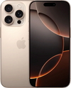 Gouden iPhone 16 Pro met driedubbele camera en zwart-goud abstract schermontwerp
