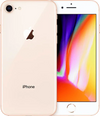 Refurbished iPhone 8 goud, voorkant en achterkant zichtbaar, scherp display, Apple smartphone