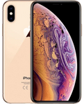Gouden iPhone XS met dual camera en kleurrijk scherm, refurbished smartphone afbeelding