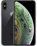 Zwarte iPhone XS met kleurrijk scherm en dubbele camera, refurbished smartphone