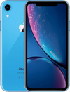 Blauwe iPhone XR, voorkant met scherm en achterkant met cameramodule zichtbaar